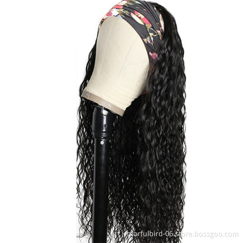 water wave Headband Wig Human Hair Wigs For Black Women natural  Ice silk Virgin Human Hair water wave Wigs